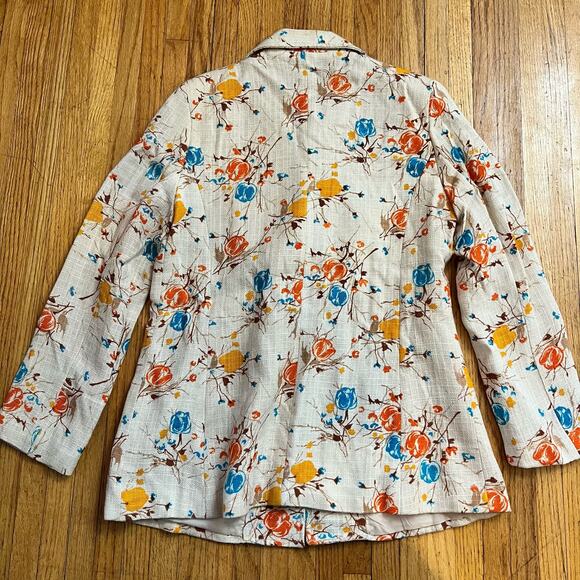 Vintage 60s Montgomery Ward Linen Floral Jacket Blazer Womens 14 - Picture 3 of 8